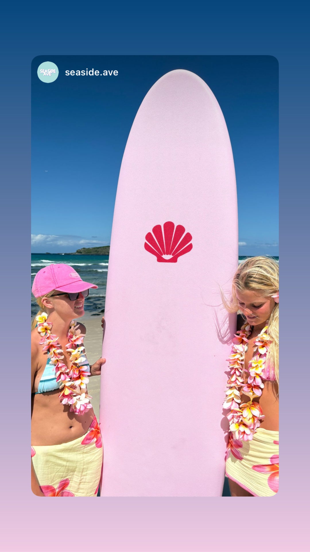 Summer vibes x Seaside Ave limited edition Mini Mal 8' Softboard - Pink Blue