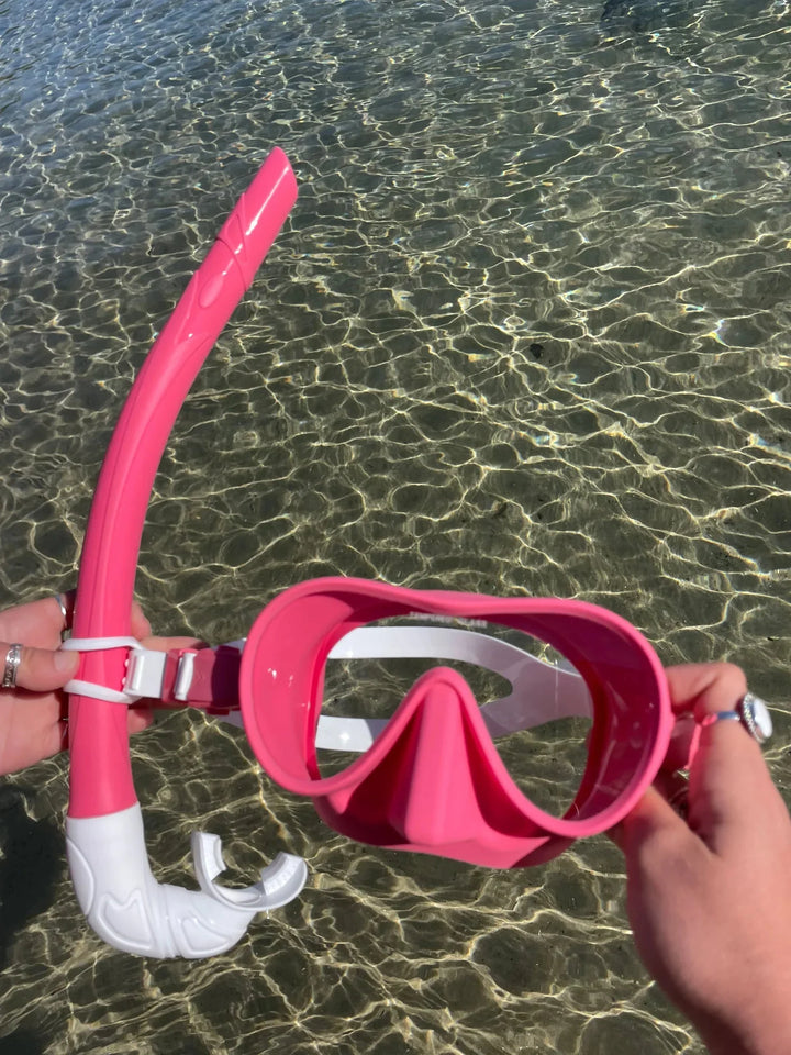 Seaside ave Mask & Snorkel Set - Hibiscus Pink White wash Candy Combo - Summer vibes