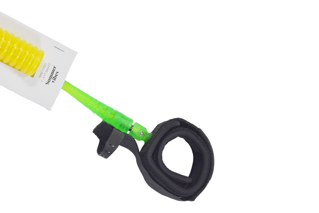 Summer vibes Session Bodyboard Wrist Coil Leash - Green Fluro - Summer vibes