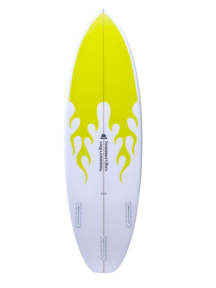 Summer Vibes Grom Youth Shortboard Surfboard - Yellow flame - Summer vibes