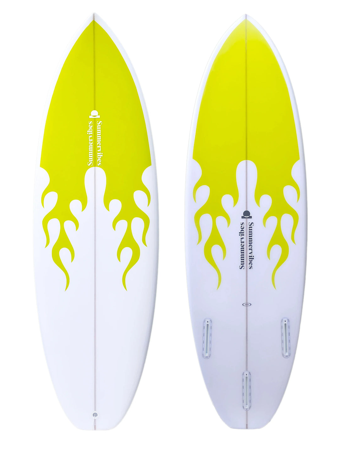 Summer Vibes Grom Youth Shortboard Surfboard - Yellow flame - Summer vibes