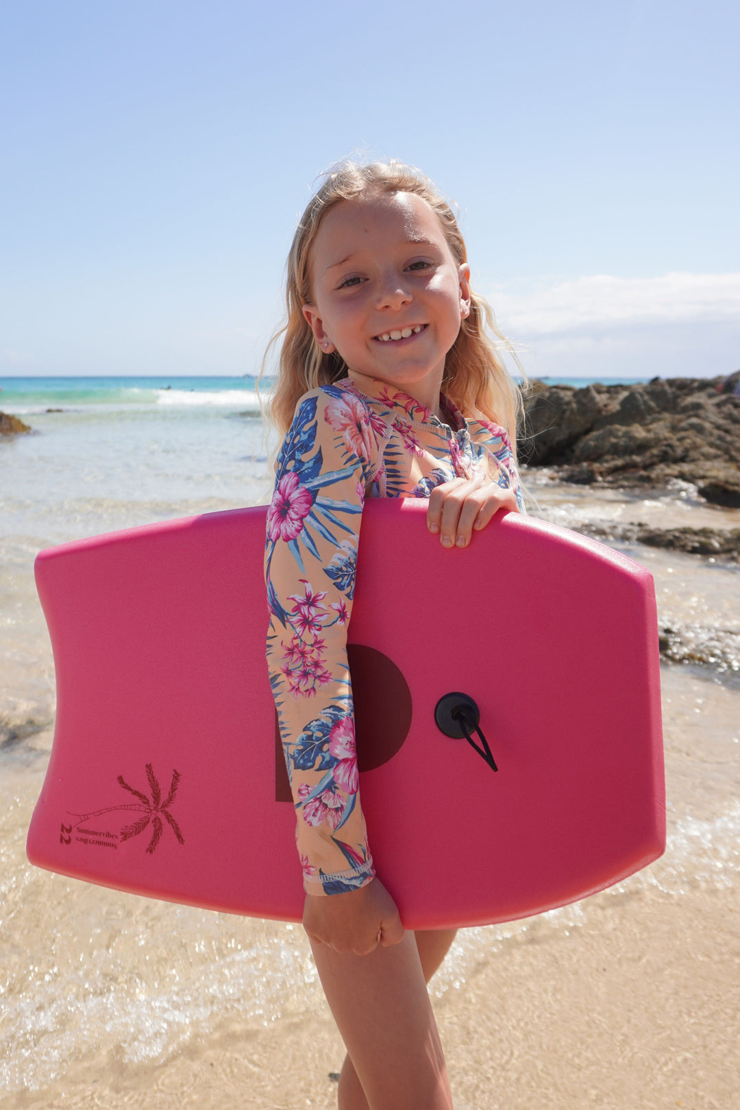 Summer vibes 22" Mini Bodyboard / Kick Board 56cm - Hot Pink
