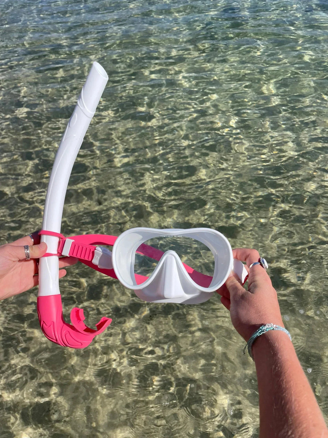 Seaside ave Mask & Snorkel Set - White wash Hibiscus Candy Combo - Summer vibes