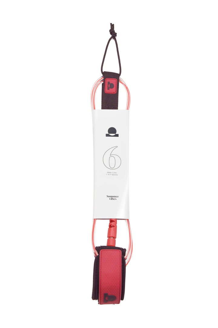 Summer Vibes Session 6ft Surfboard Leash Leg rope - Red Clear - Summer vibes