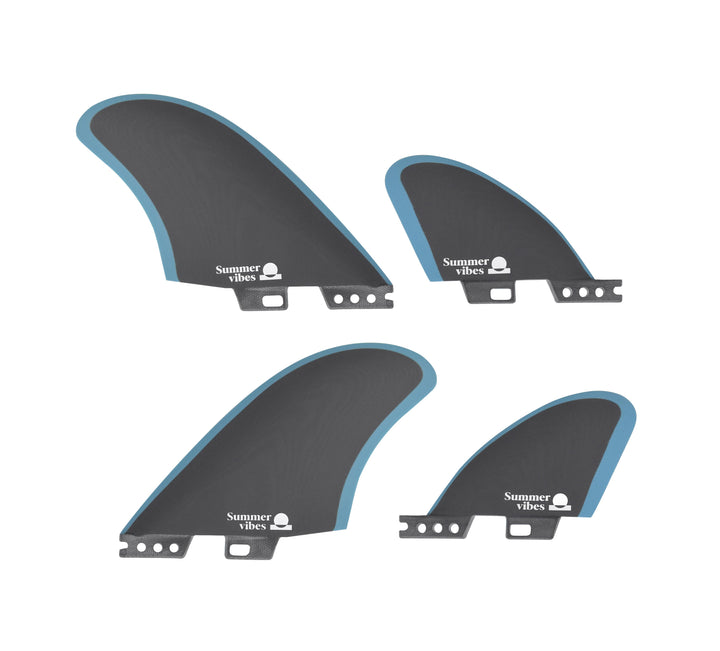 Summer vibes Quad Mid Keel 4-Fin Set FCSii Compatible – Black / Blue