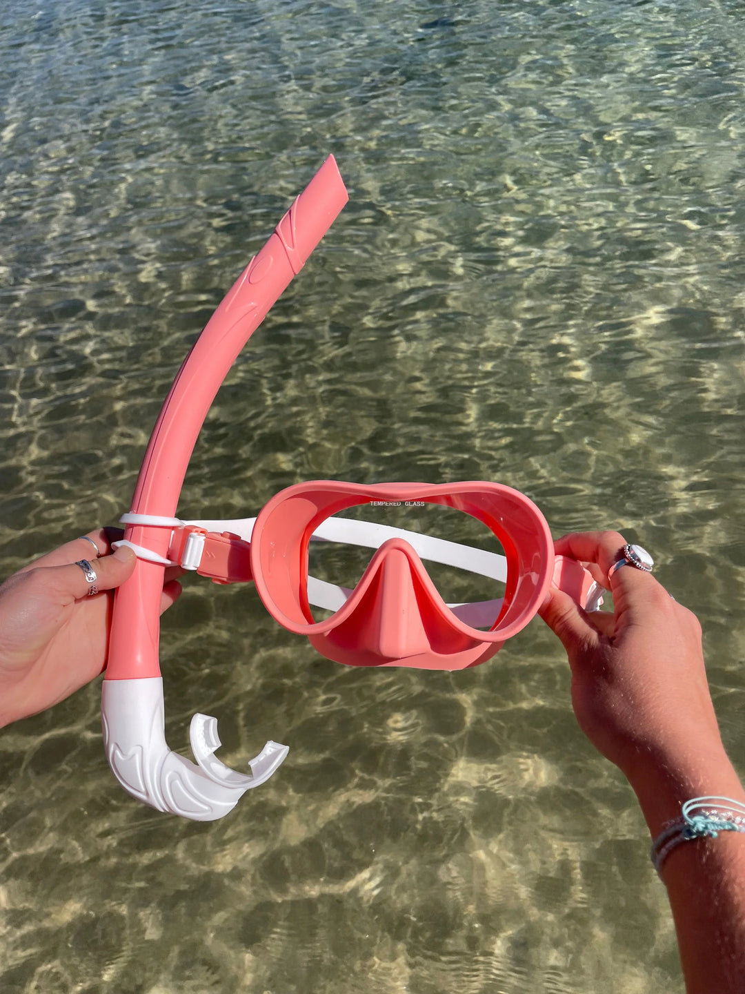 Seaside ave Mask &amp; Snorkel Set – Coral White Wash Candy Combo