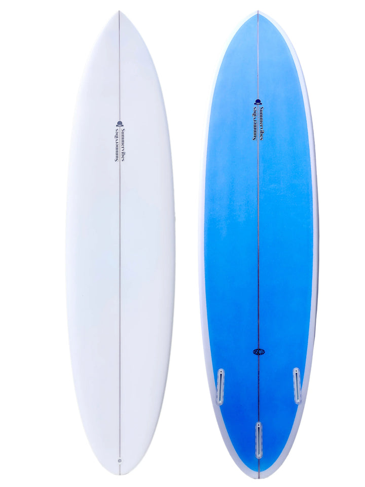 Summer vibes Discus Egg Round Tail Surfboard - White Blue - Summer vibes