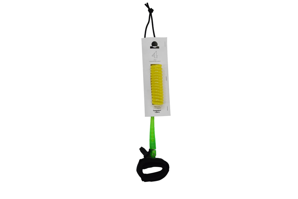 Summer vibes Session Bodyboard Wrist Coil Leash - Green Fluro - Summer vibes