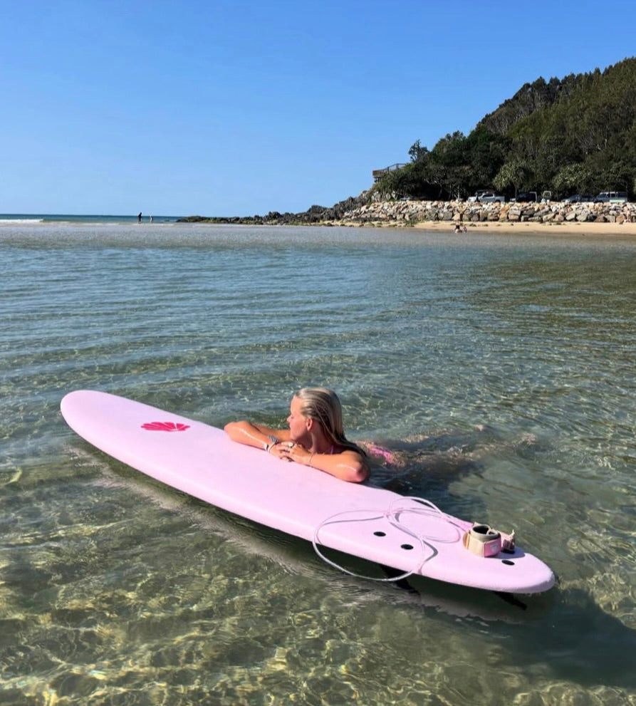 Summer vibes x Seaside Ave limited edition Mini Mal 8' Softboard – Pink Blue