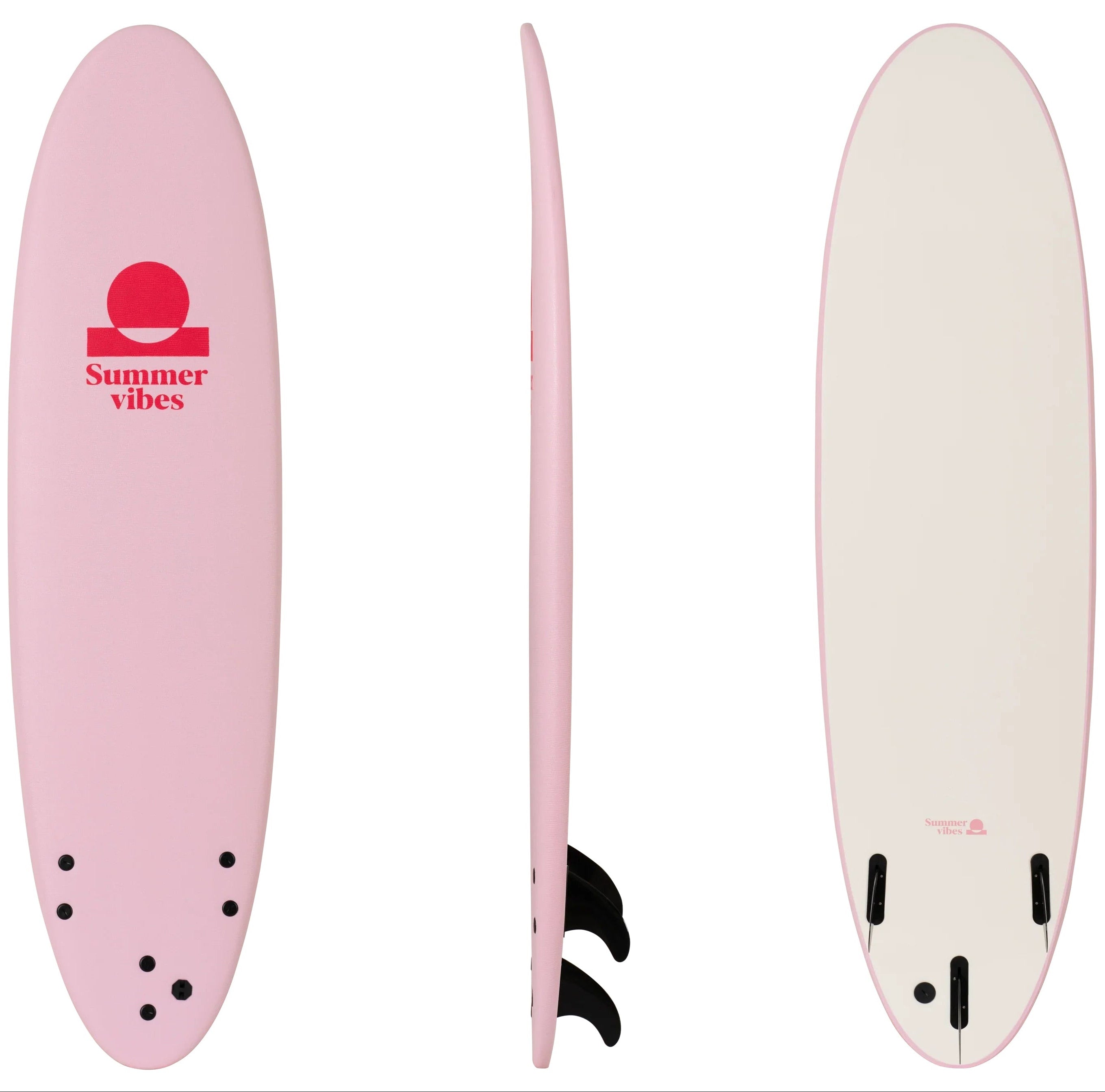 8ft Soft Top Beginner Surfboard Pink White | Summer vibes