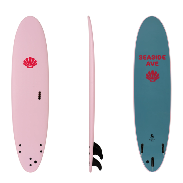 Mini Mal 8' Pink Softboard Summer vibes x Seaside Ave Snorkel Sets