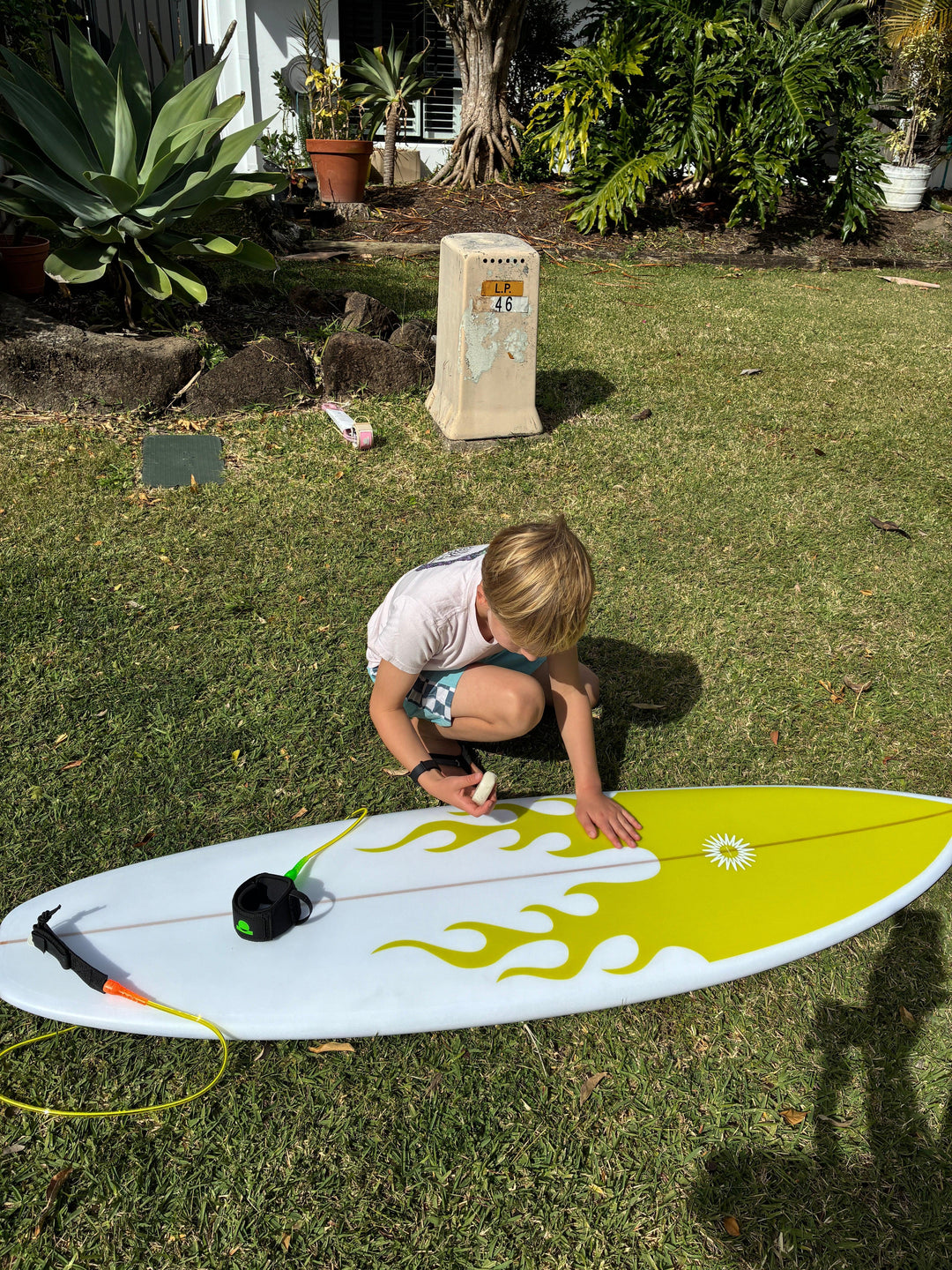 Summer vibes Session 5ft Surfboard Leash Leg rope - Green Fluro - Summer vibes