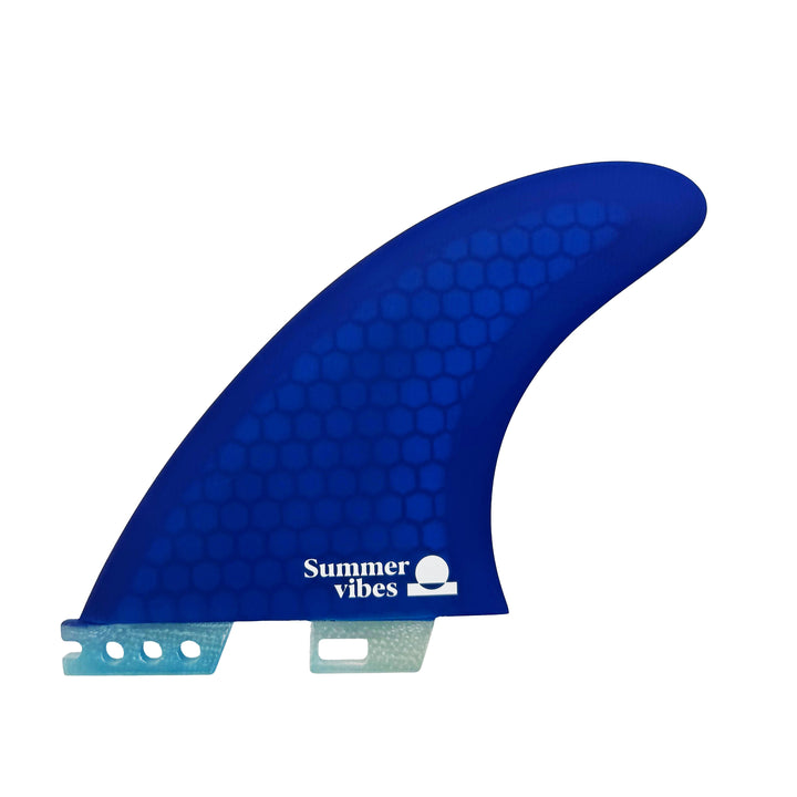 Summer vibes Power Thruster 3-Fin Set Large FCSii Compatible - Blue honeycomb fibreglass surfboard fins