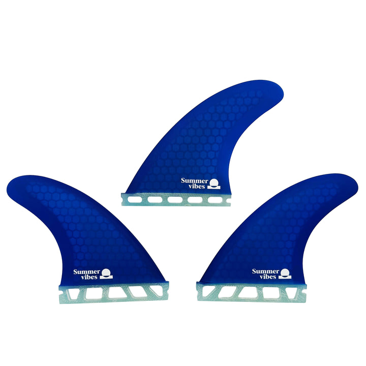 Summer vibes Power Thruster Large blue honeycomb Future fins - side profile