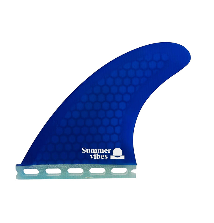 Summer vibes Power Thruster 3-Fin Set Large Future Compatible - Blue honeycomb fibreglass surfboard fins