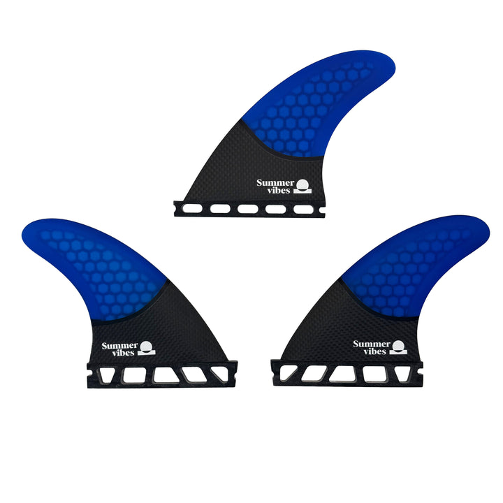 Summer vibes Power Fibreglass Honeycomb/Carbon Fins – Small – Future Compatible Blue
