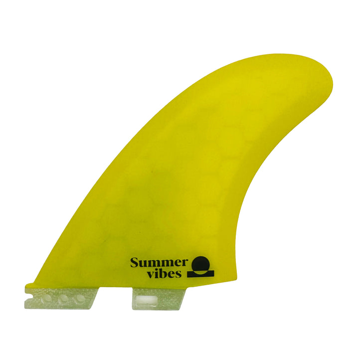 Summer vibes Twin Fin MR1 Set FCSii Compatible – Yellow Honeycomb Fibreglass