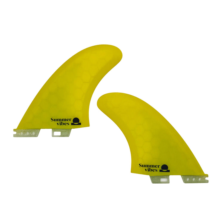 Summer vibes Twin Fin MR1 Set FCSii Compatible – Yellow Honeycomb Fibreglass