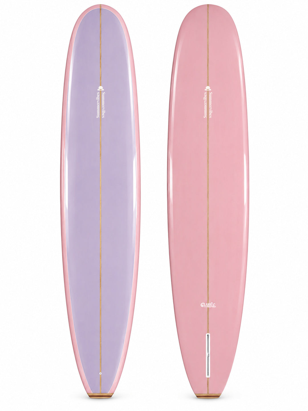 Summer vibes Classic Pink/Lilac Gloss surfboard - deck and bottom views