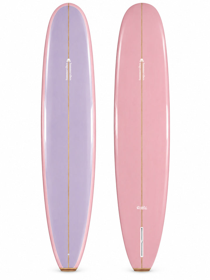 Summer vibes Classic Pink/Lilac Gloss surfboard - deck and bottom views