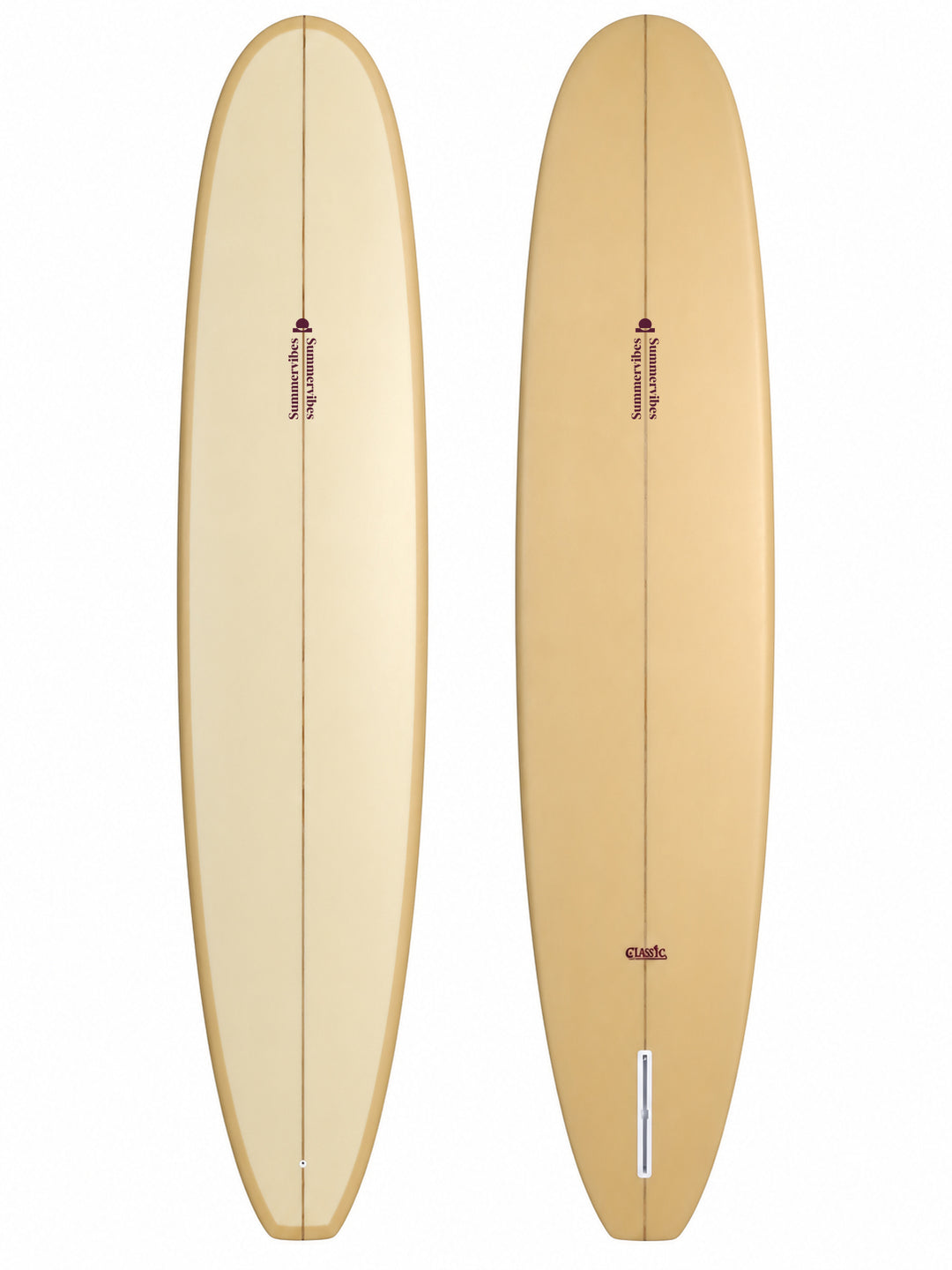 Summer vibes Classic Tan/Berry surfboard - deck and bottom views