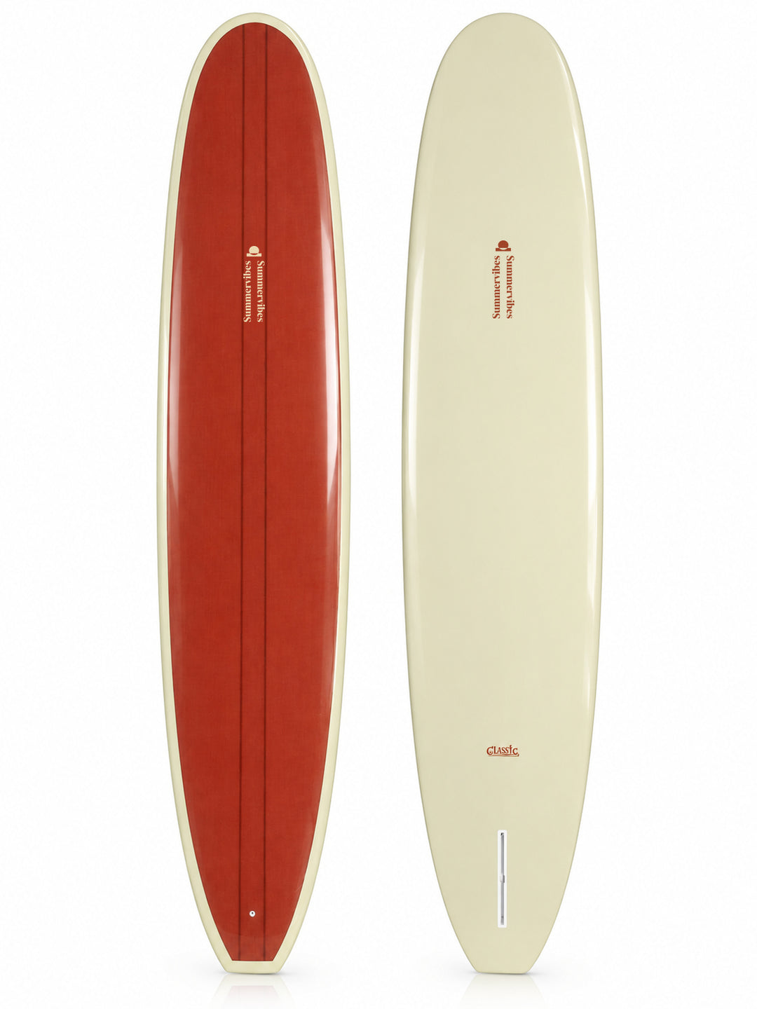 Summer vibes Classic Yellow/Rust Gloss surfboard - deck and bottom views