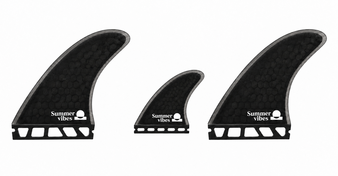 Summer vibes black honeycomb twin and trailer three-fin set, Future-compatible