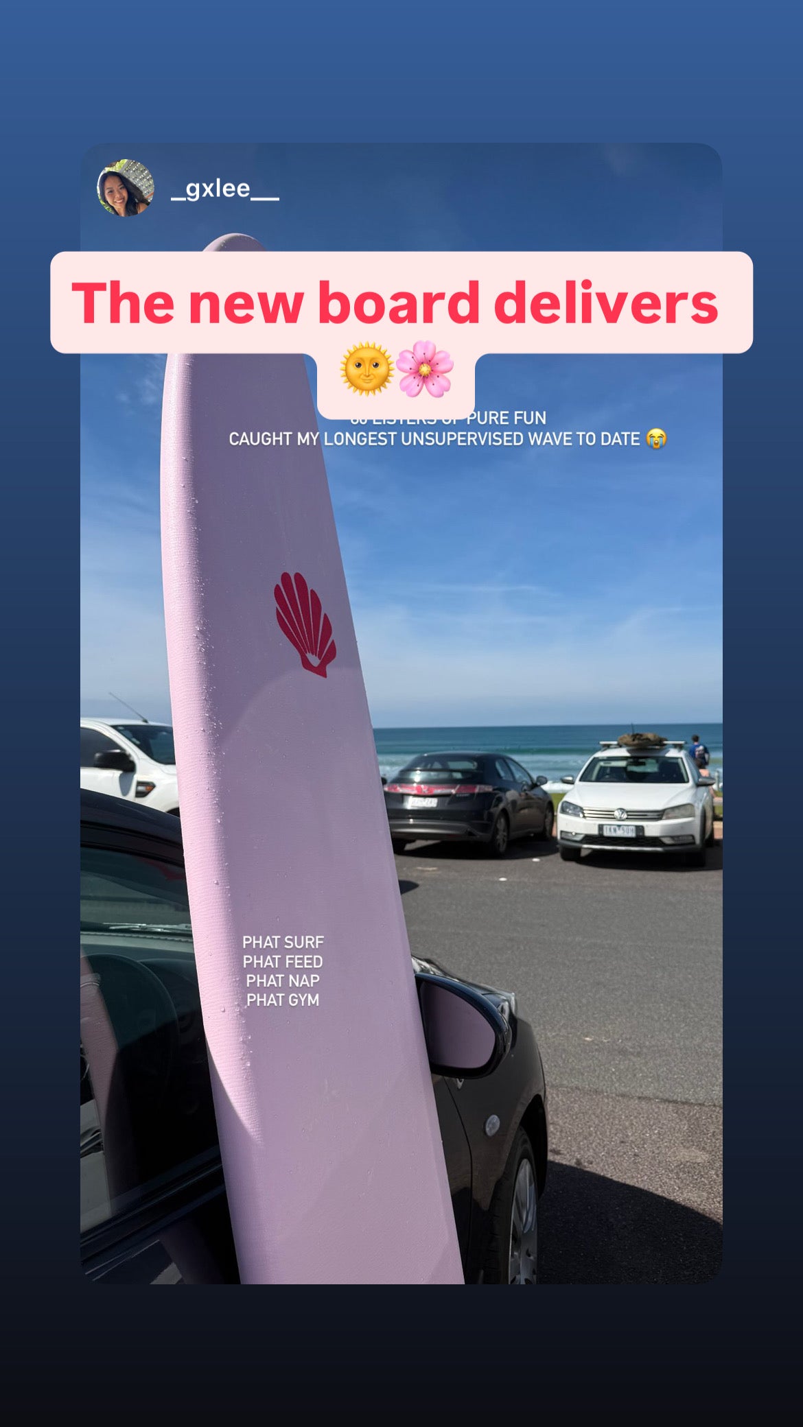 Summer vibes x Seaside Ave limited edition Mini Mal 8' Softboard – Pink Blue