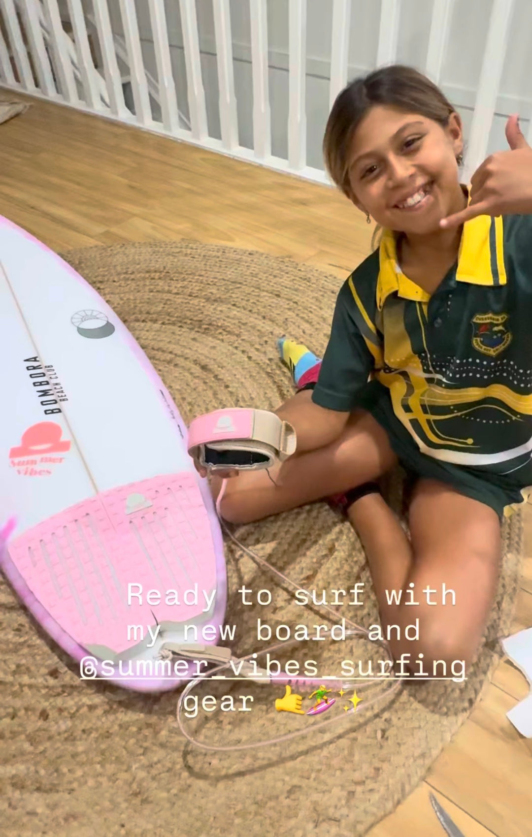 Summer vibes 2-Piece Surfboard Tail Pad / Deck Grip / Traction – Pink Mint