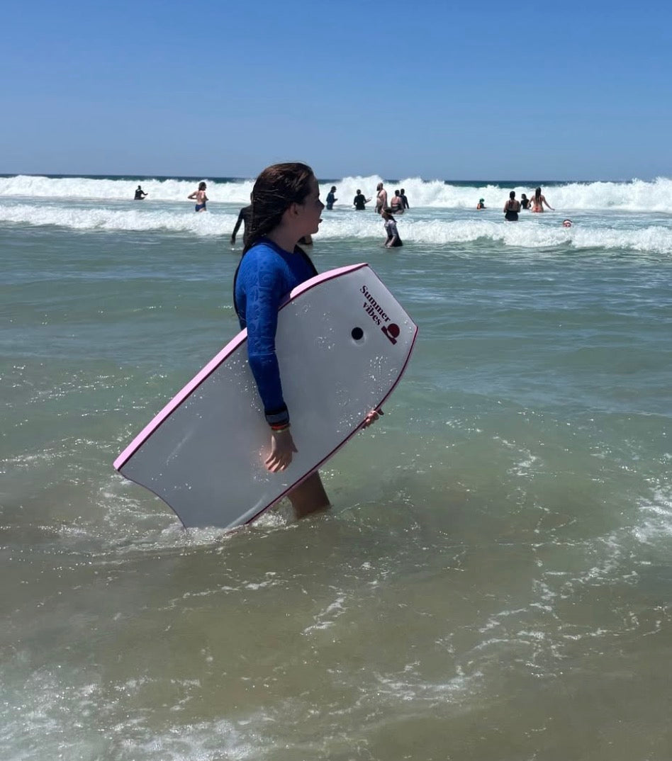 Summer vibes Sessions Bodyboard With Coil - Pink white