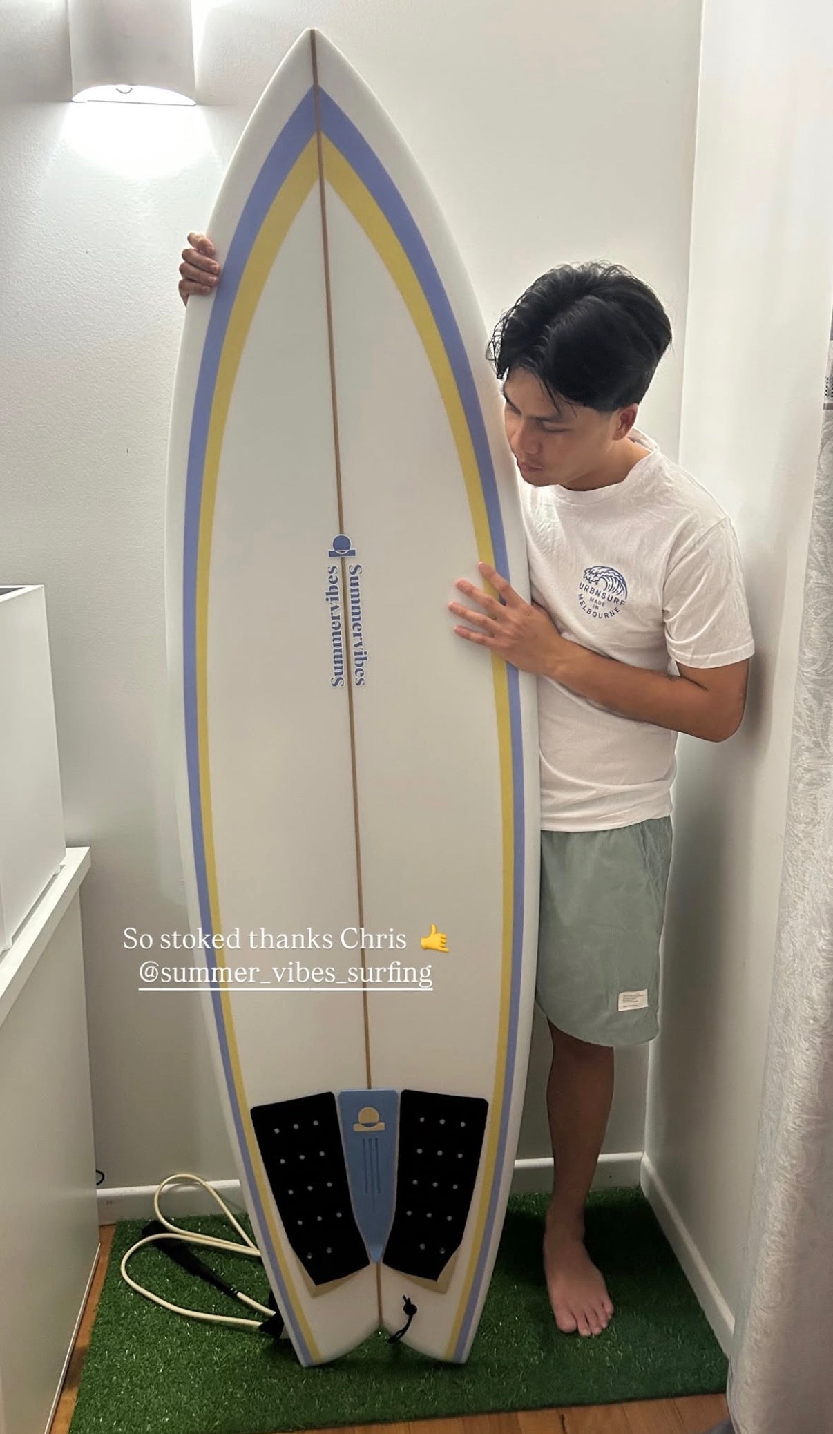 Summer vibes Fish Swallow Tail Surfboard – Blue / Tan