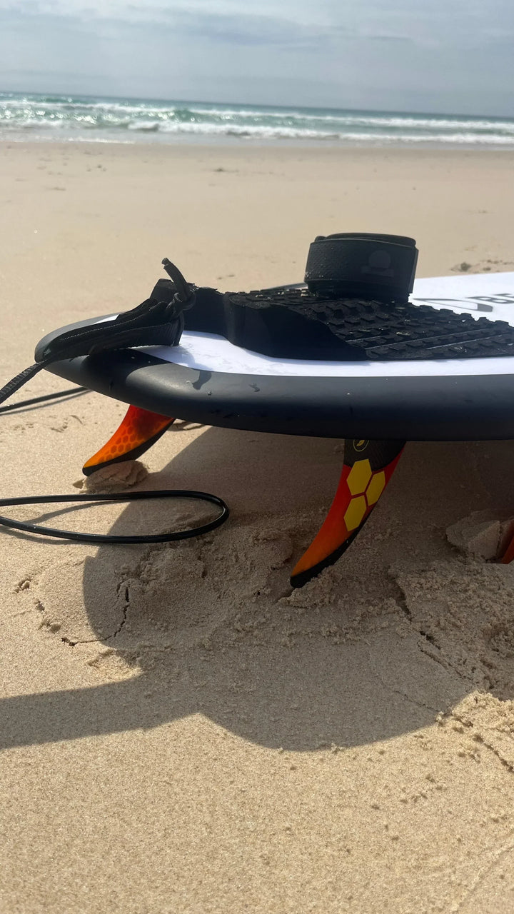 Summer vibes Session 3-Piece GROM SIZE surfboard deck grip traction tail pad - Yellow - Summer vibes