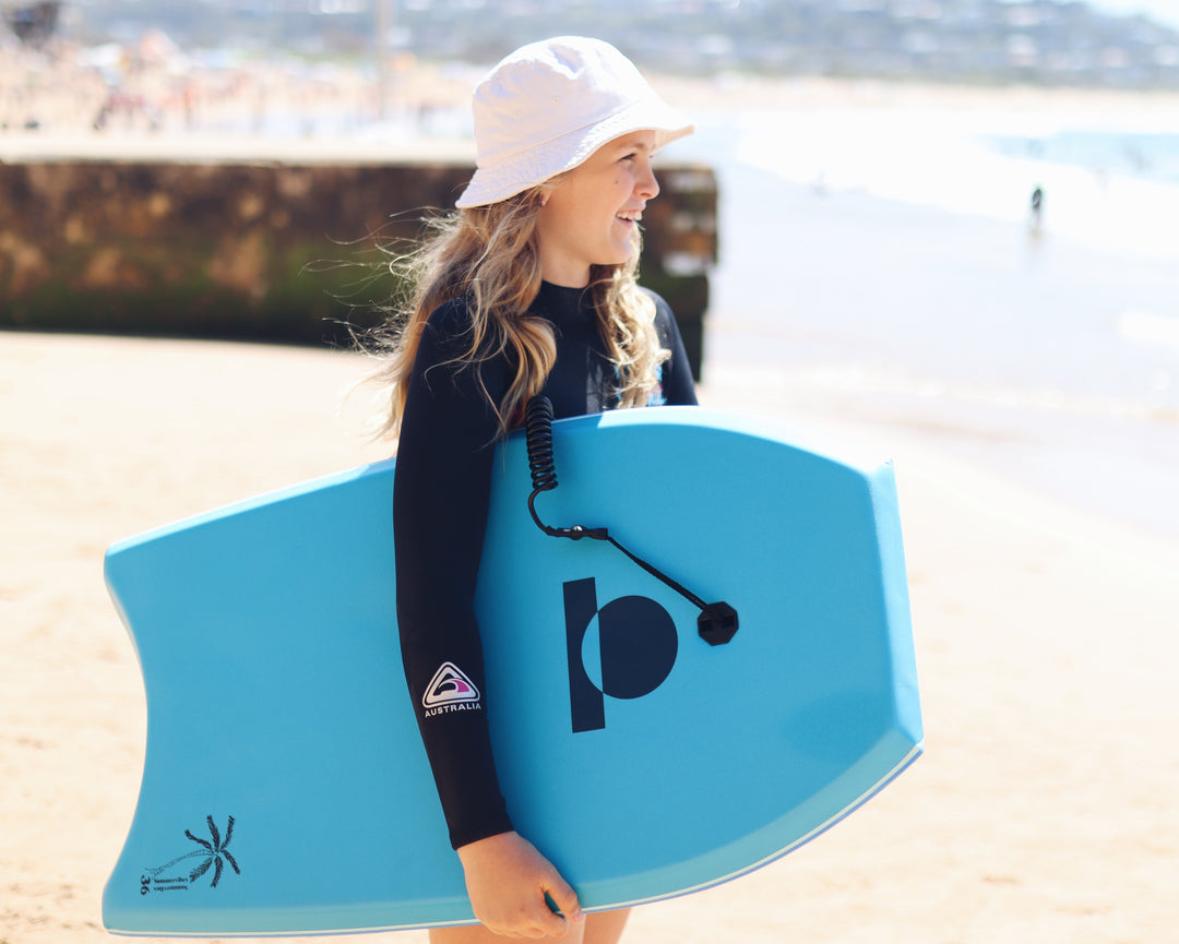 summer vibes blue floral bodyboard with coil leash