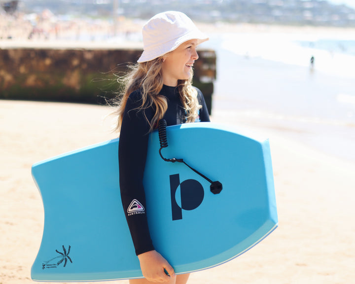 summer vibes blue floral bodyboard with coil leash