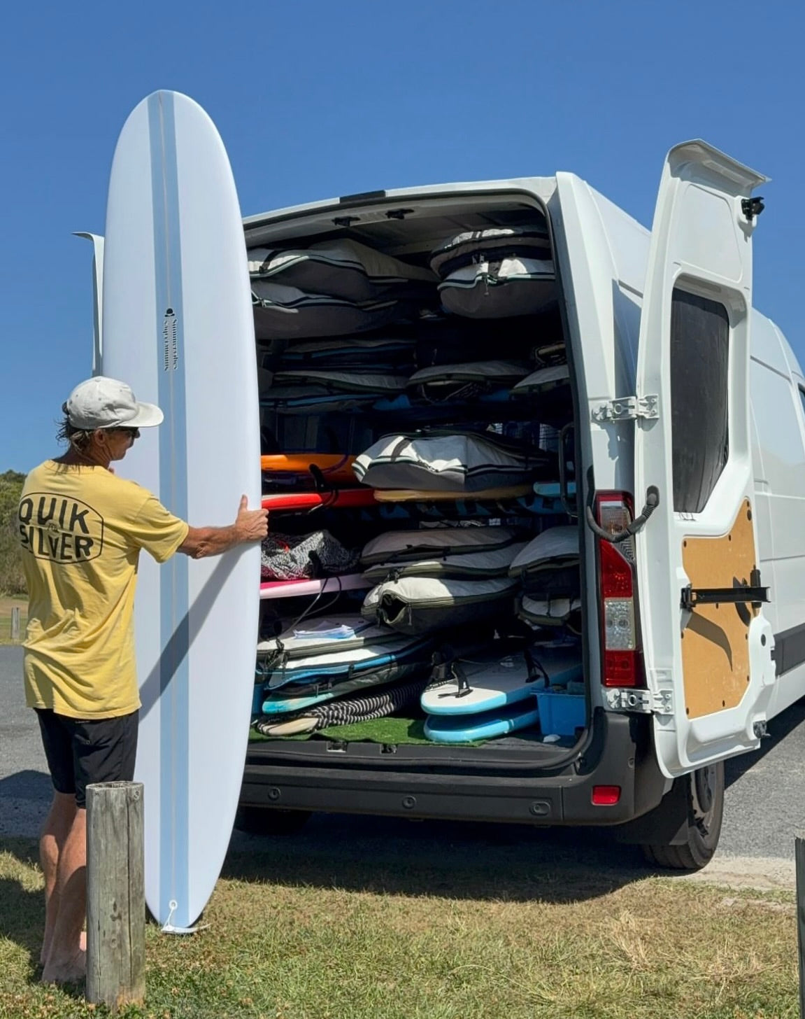 Summer vibes Performance Longboard Surfboard - 9'1 Thruster – Beige
