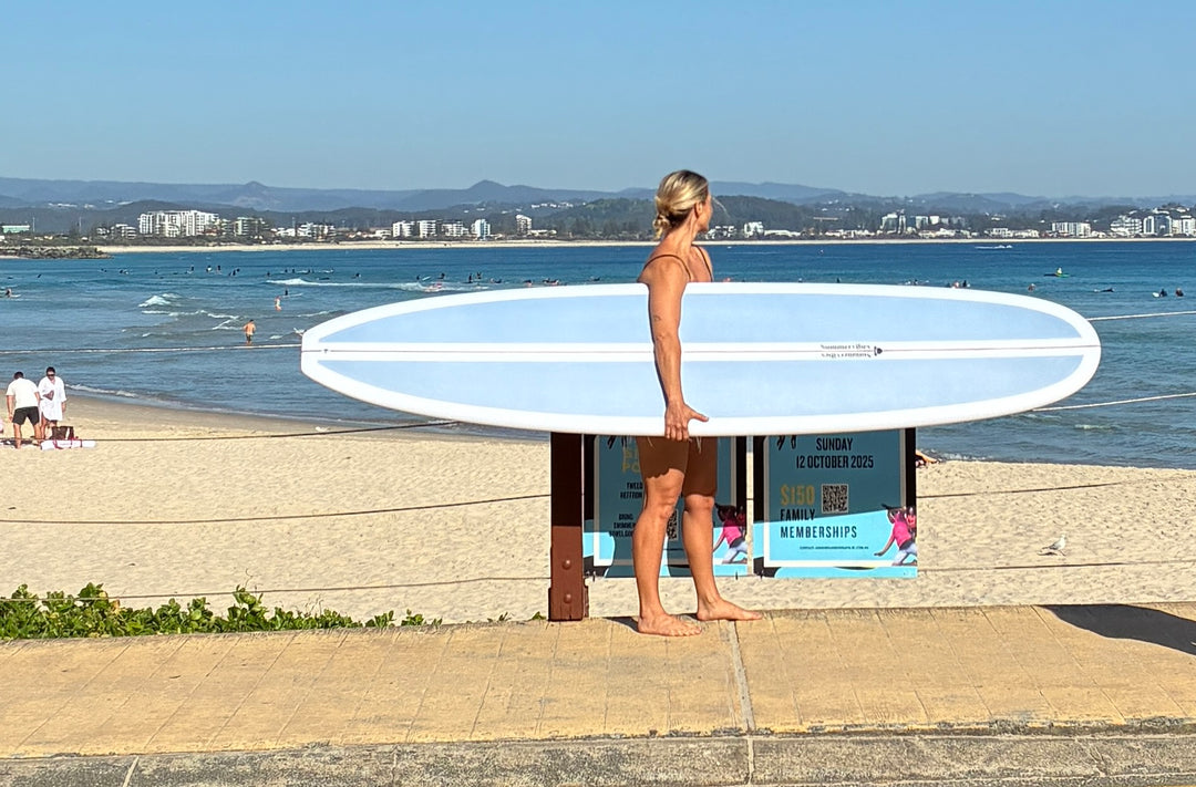 Summer vibes Classic Longboard Noserider Single Fin Surfboard - 9'1 - Mint