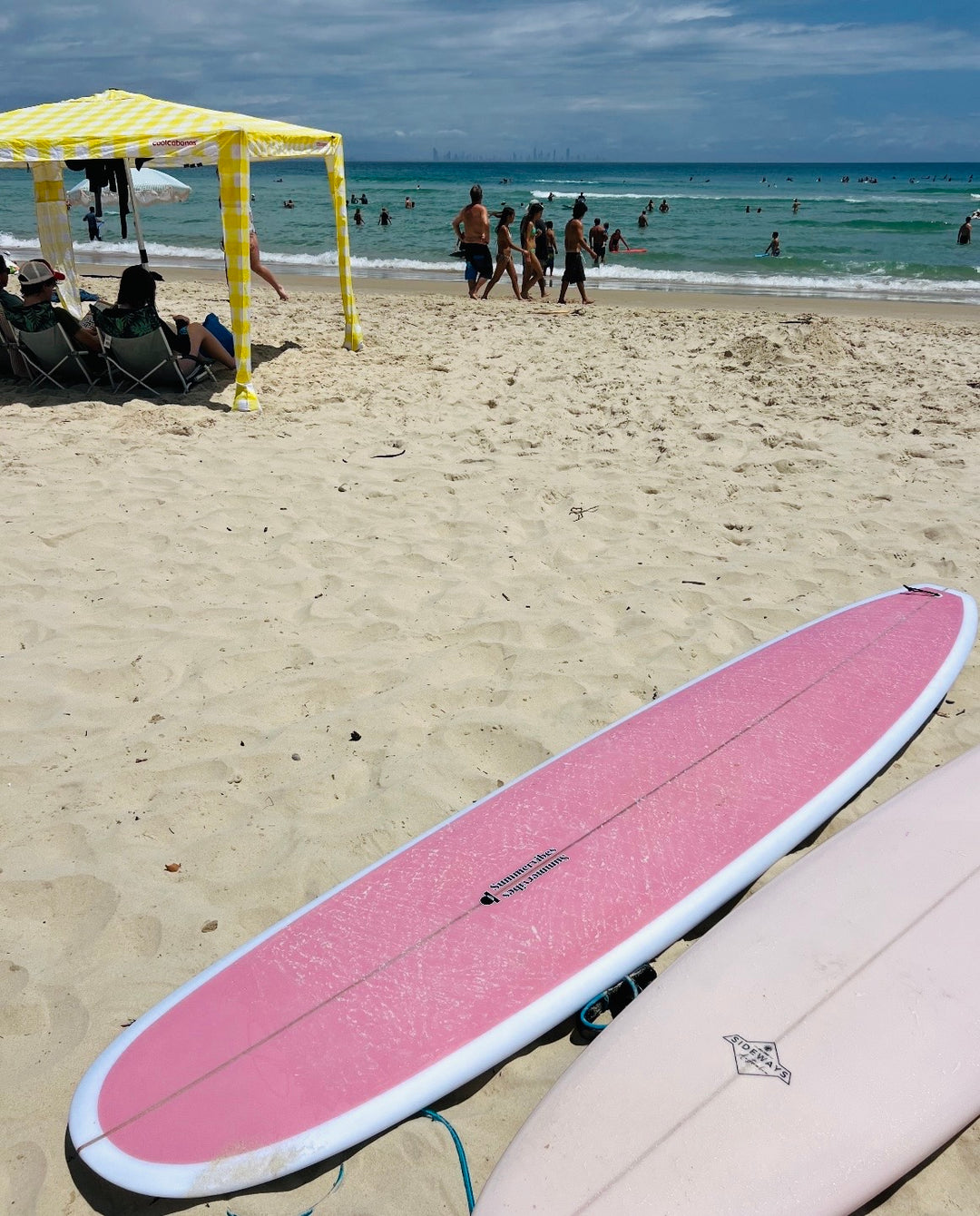 Summer vibes Classic Longboard Noserider Single Fin Surfboard - 9'1 - Pink