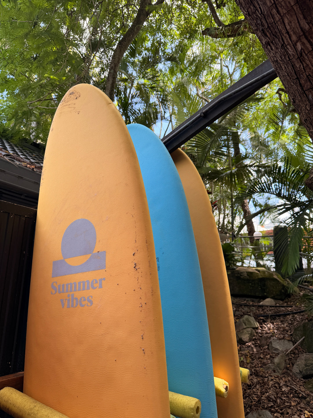 Summer vibes Mini Mal 8' Softboard - Light Yellow white