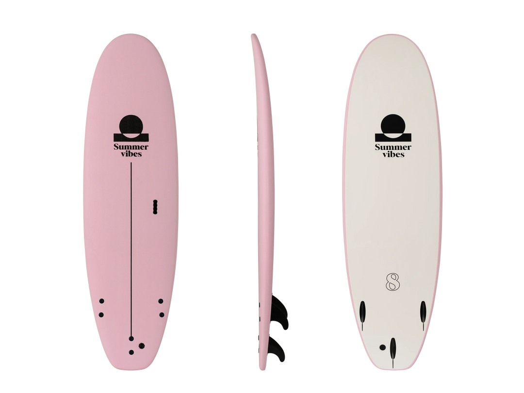 Summer vibes School Rental Widebody Softboard With Handle - Pink white - Summer vibes