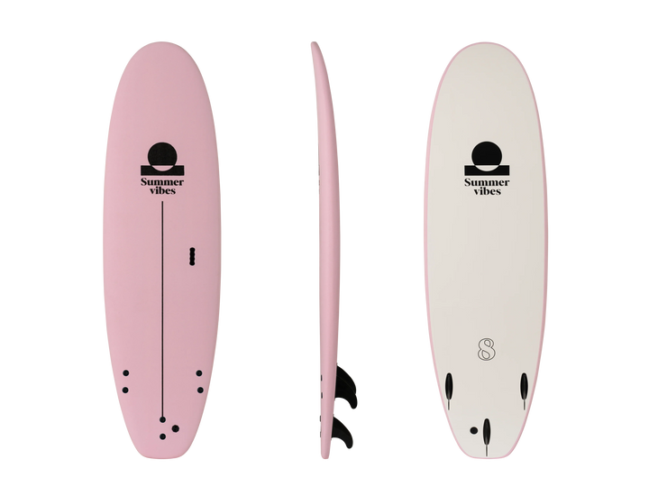 Summer vibes School Rental Widebody Softboard With Handle - Pink white - Summer vibes