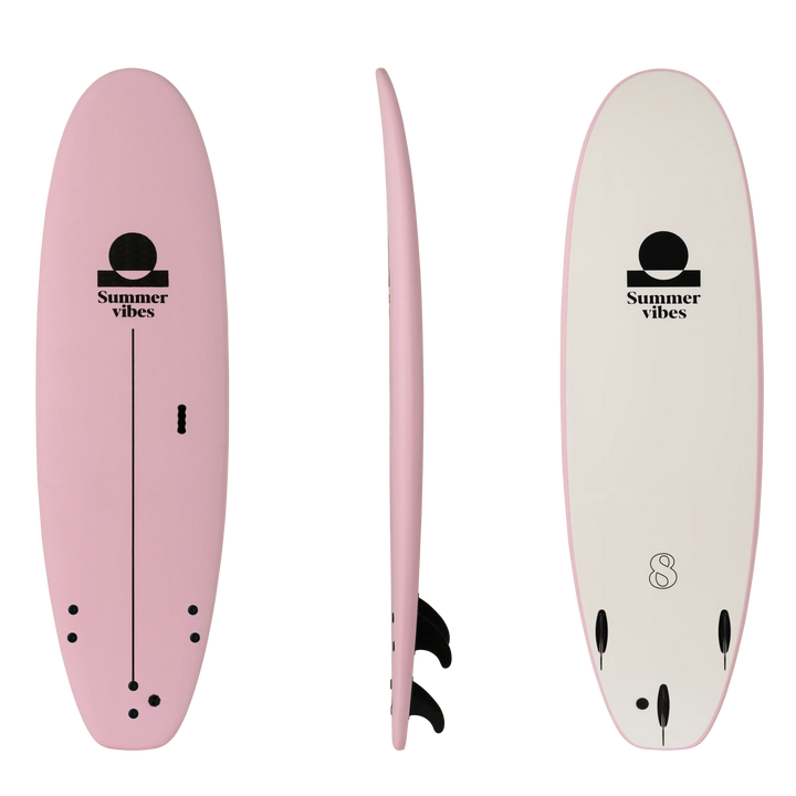 Summer vibes School Rental Widebody Softboard With Handle - Pink white - Summer vibes