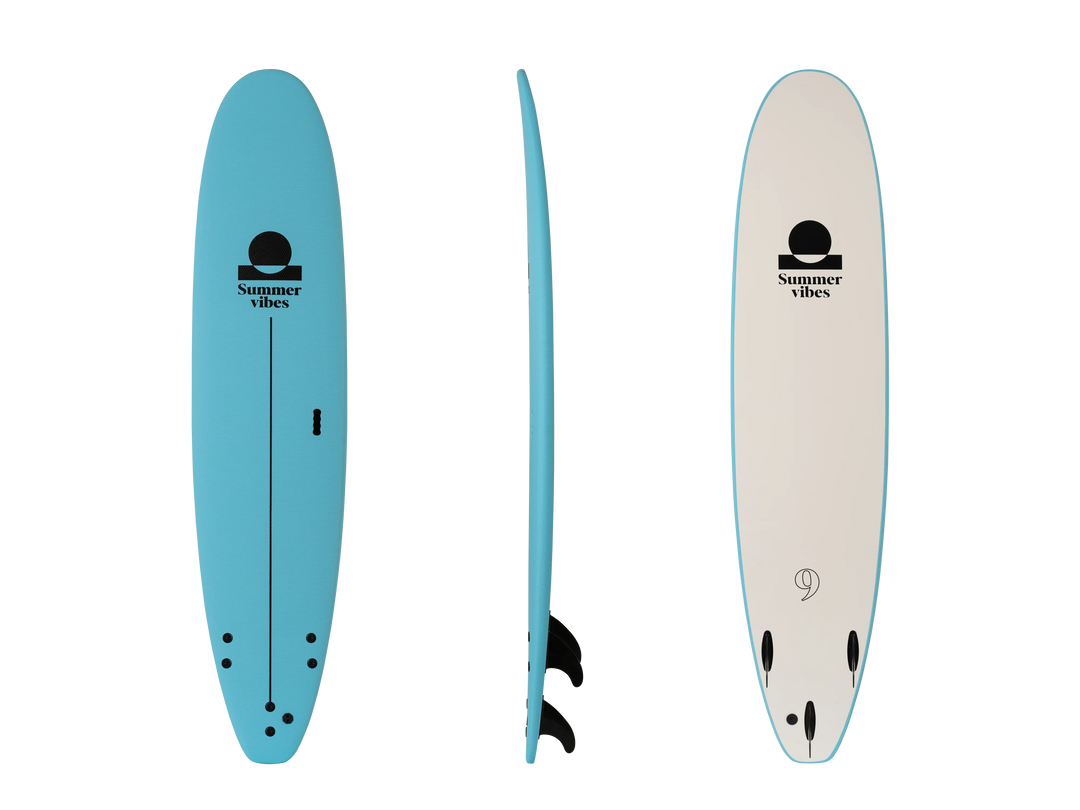 Summer vibes Surf School Rental Softboard with Handle - Blue white - Summer vibes