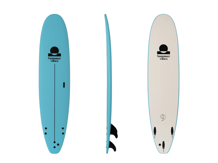 Summer vibes Surf School Rental Softboard with Handle - Blue white - Summer vibes