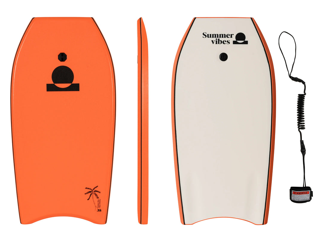 Summer vibes Boogie Board With Coil – Orange White on white