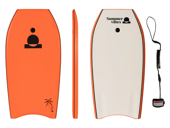 Summer vibes Boogie Board With Coil – Orange White on white