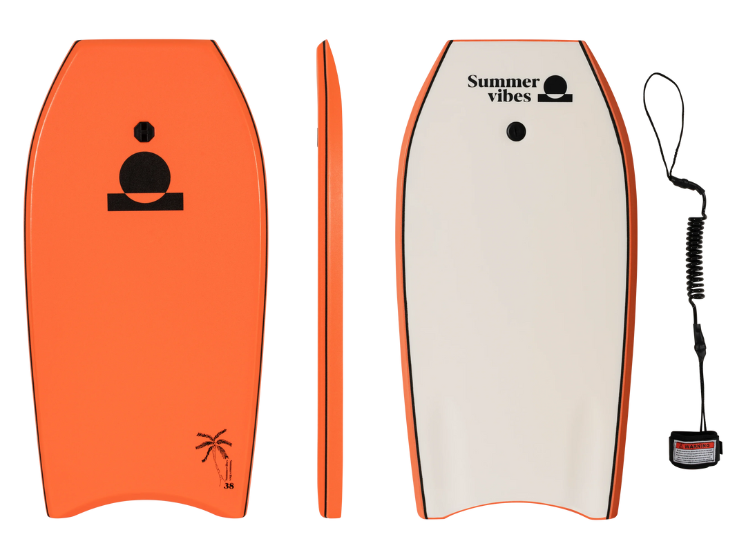 Summer vibes Sessions Bodyboard With Coil - Orange white - Summer vibes