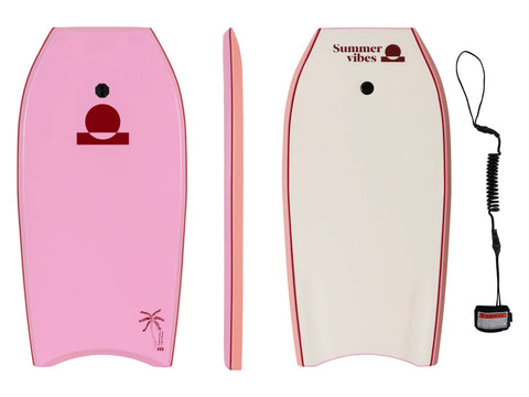 Summer vibes Boogie Board With Coil – Pink White on white