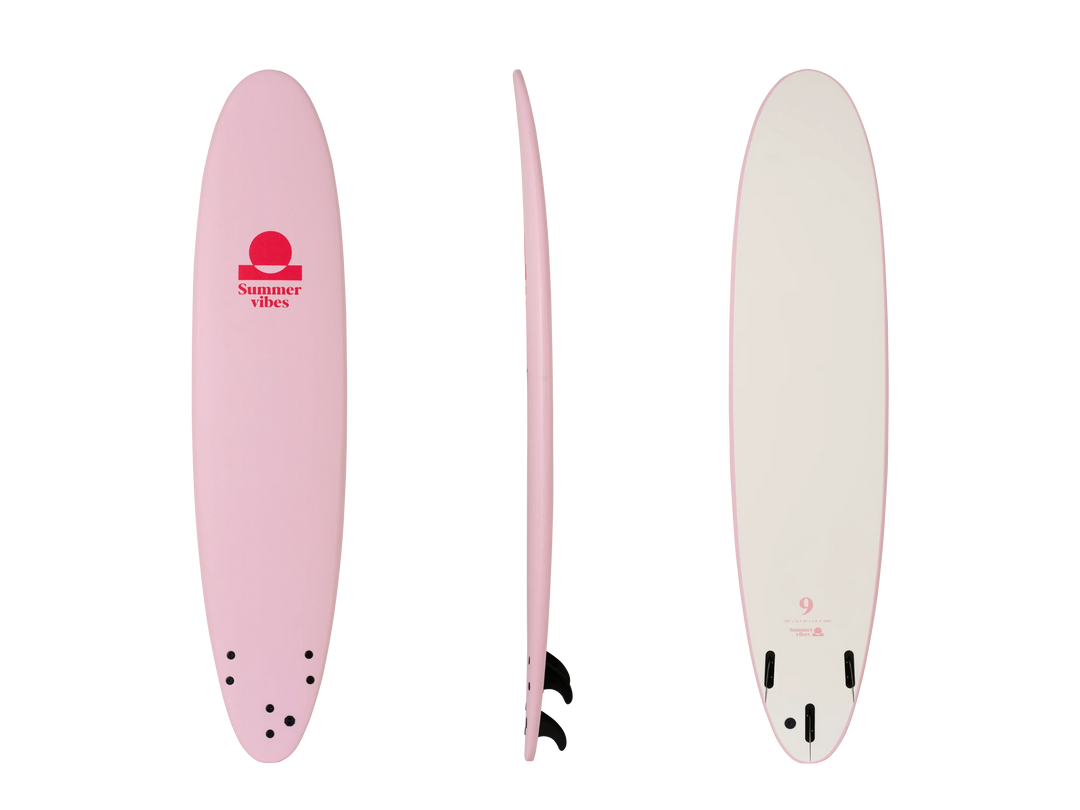 Summer vibes Longboard 9' Softboard - Pink white - Summer vibes