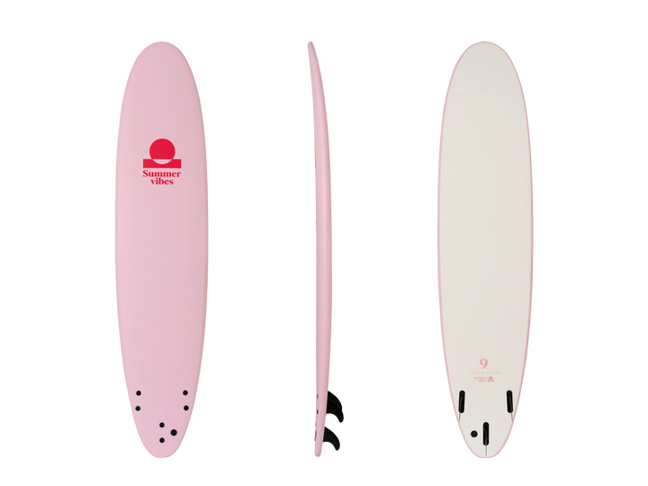 Summer vibes Longboard 9' Softboard - Pink white - Summer vibes