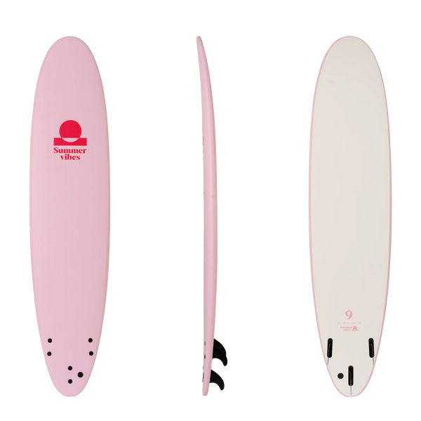 9ft Soft Top Longboard Surfboard Pink White | Summer vibes
